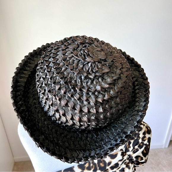 Vintage handmade LOIS SHELLHAMMER Braided Bowler Straw Hat - Picture 3 of 10